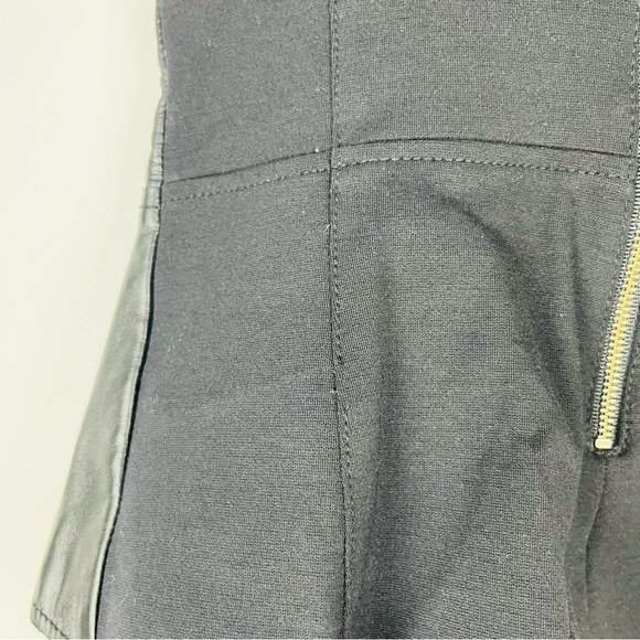 Halogen Black Leather Front Knit Back Peplum Blouse - Picture 3 of 7